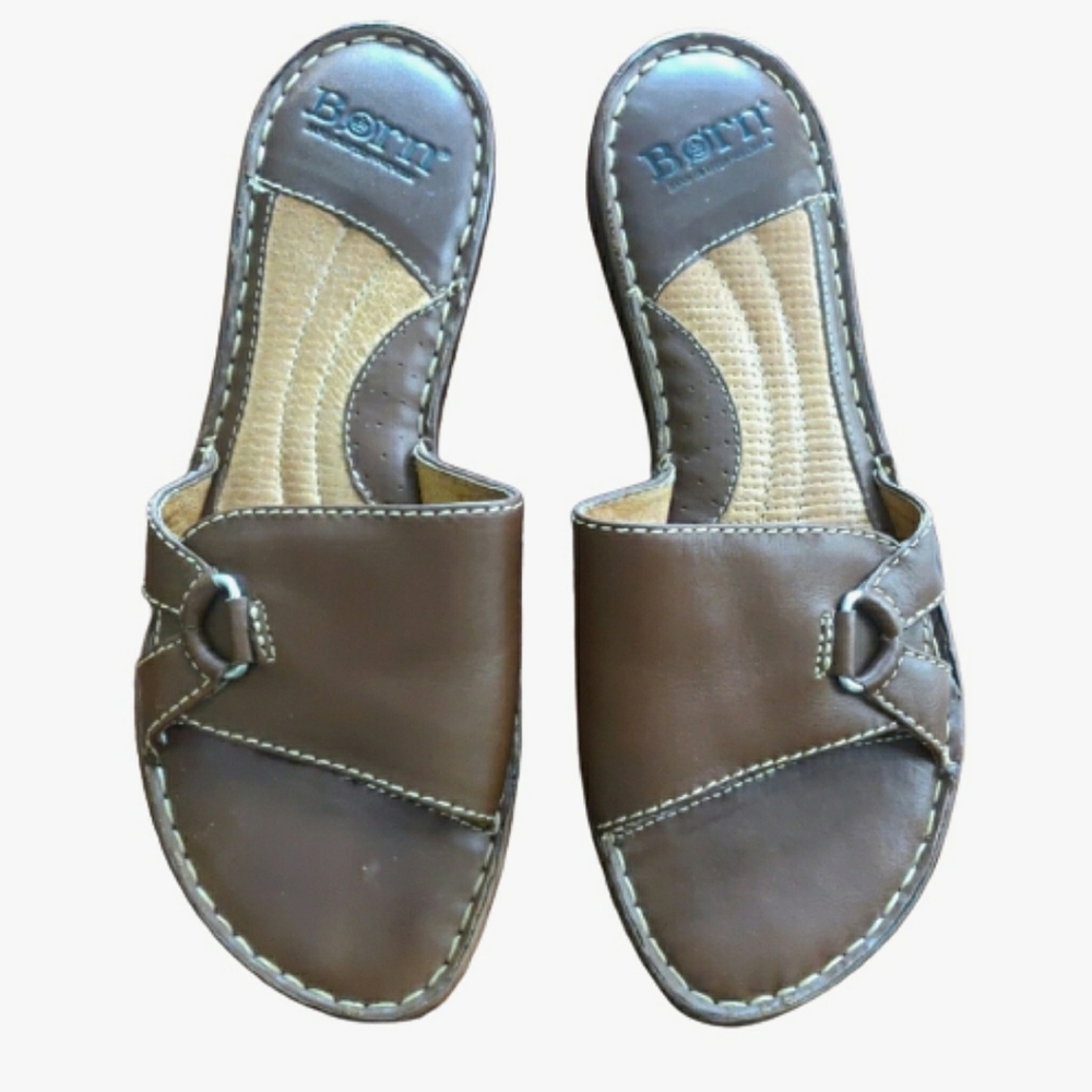 Born Women's Leather Slides Sandals Size 9